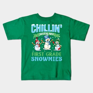 Chillin With My First Grade Snowmies School Teacher Kids T-Shirt